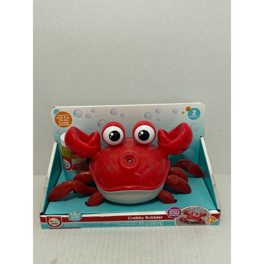 Play Day Crabby Bubbler Kids Bubble Machine Toy Red New Walks and Blows 320795